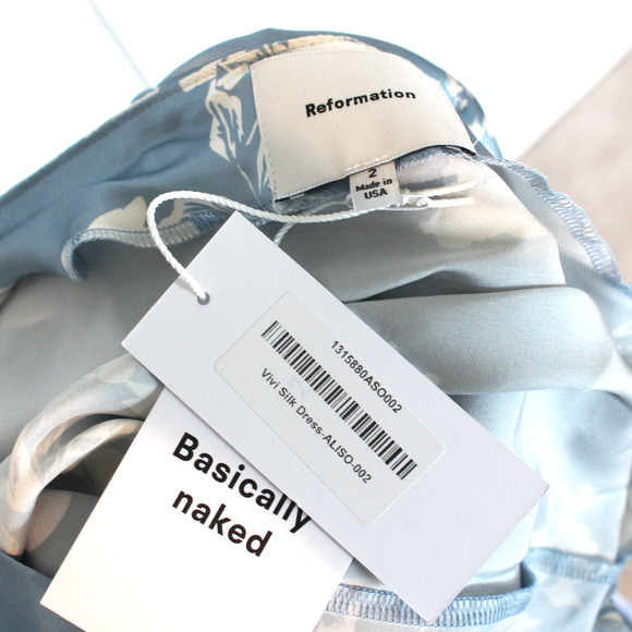 Reformation Vivi Silk Maxi Dress NEW Aliso Blue Floral Bandeau Halter Satin Sz 2 - Picture 7 of 8